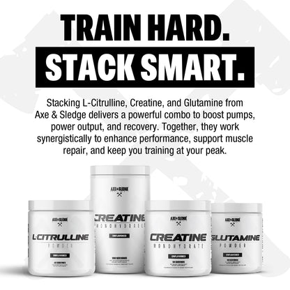 Axe & Sledge Basics Glutamine – 5g Pure L-Glutamine per Serving, Unflavored, 40 Servings