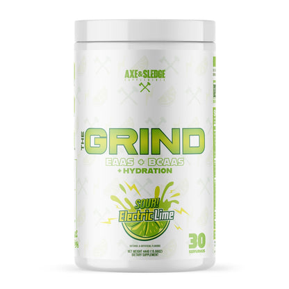 Axe & Sledge The Grind Essential Amino Acids | EAA & BCAA Powder – Stimulant-Free, Vegan, Sour Electric Lime, 30 Servings