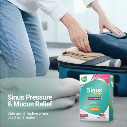AXIV Sinus Severe + Mucus Relief — Non-Drowsy, Fast-Acting Sinus & Chest Congestion Relief | 24 Softgels