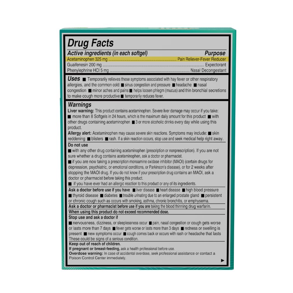 AXIV Sinus Severe + Mucus Relief — Non-Drowsy, Fast-Acting Sinus & Chest Congestion Relief | 24 Softgels