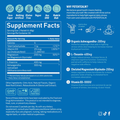 Axldrn PotentCalm Cortisol Drink Mix – Magnesium Glycinate, L-Theanine, Ashwagandha, Vitamin D