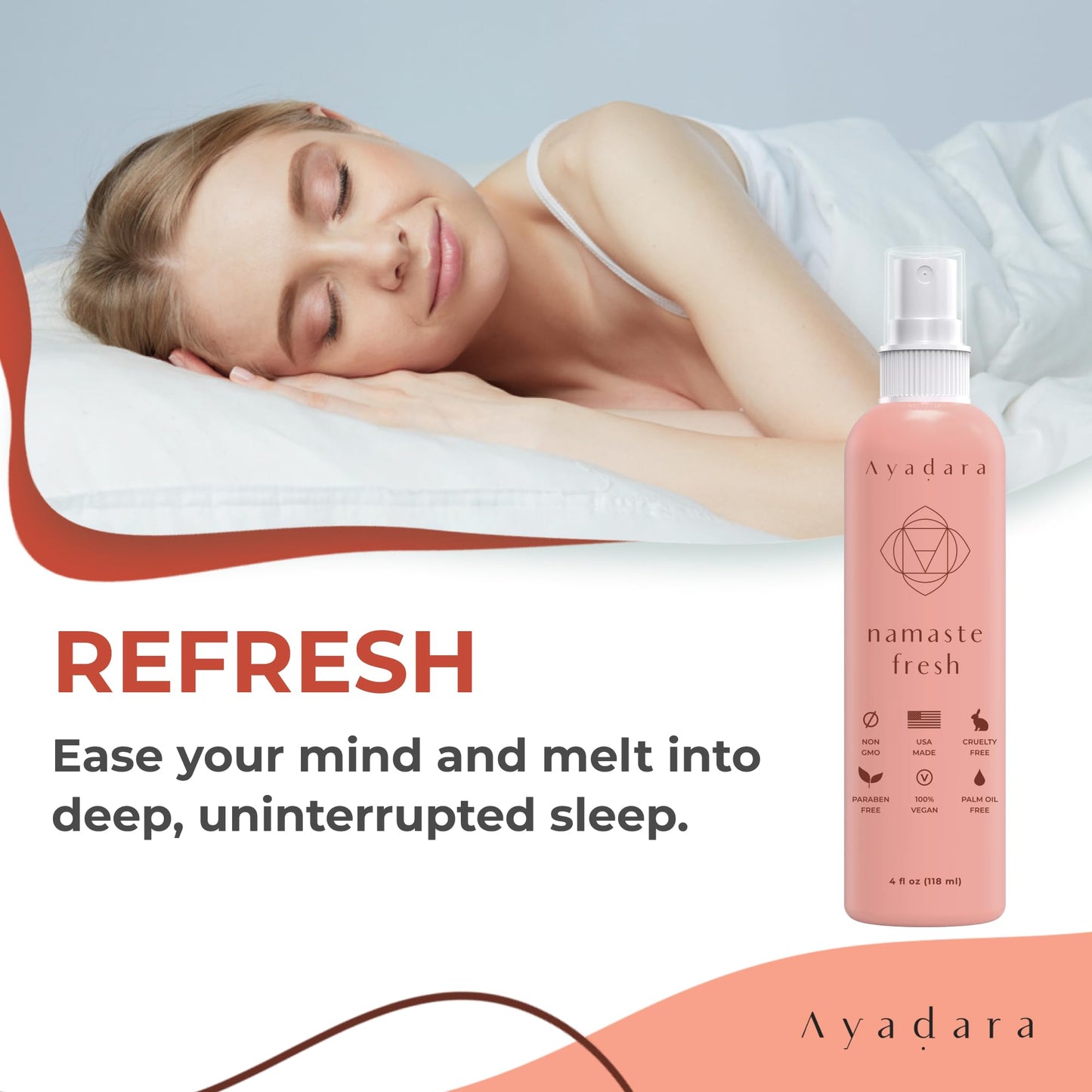 Ayadara Namaste Bed & Linen Mist - Lavender Pillow Spray for Calm Sleep | 2000+ Uses
