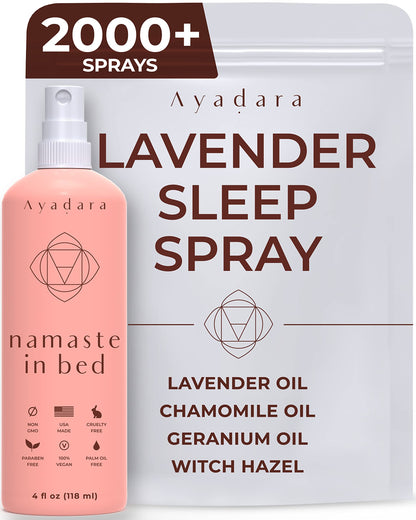 Ayadara Namaste Bed & Linen Mist - Lavender Pillow Spray for Calm Sleep | 2000+ Uses