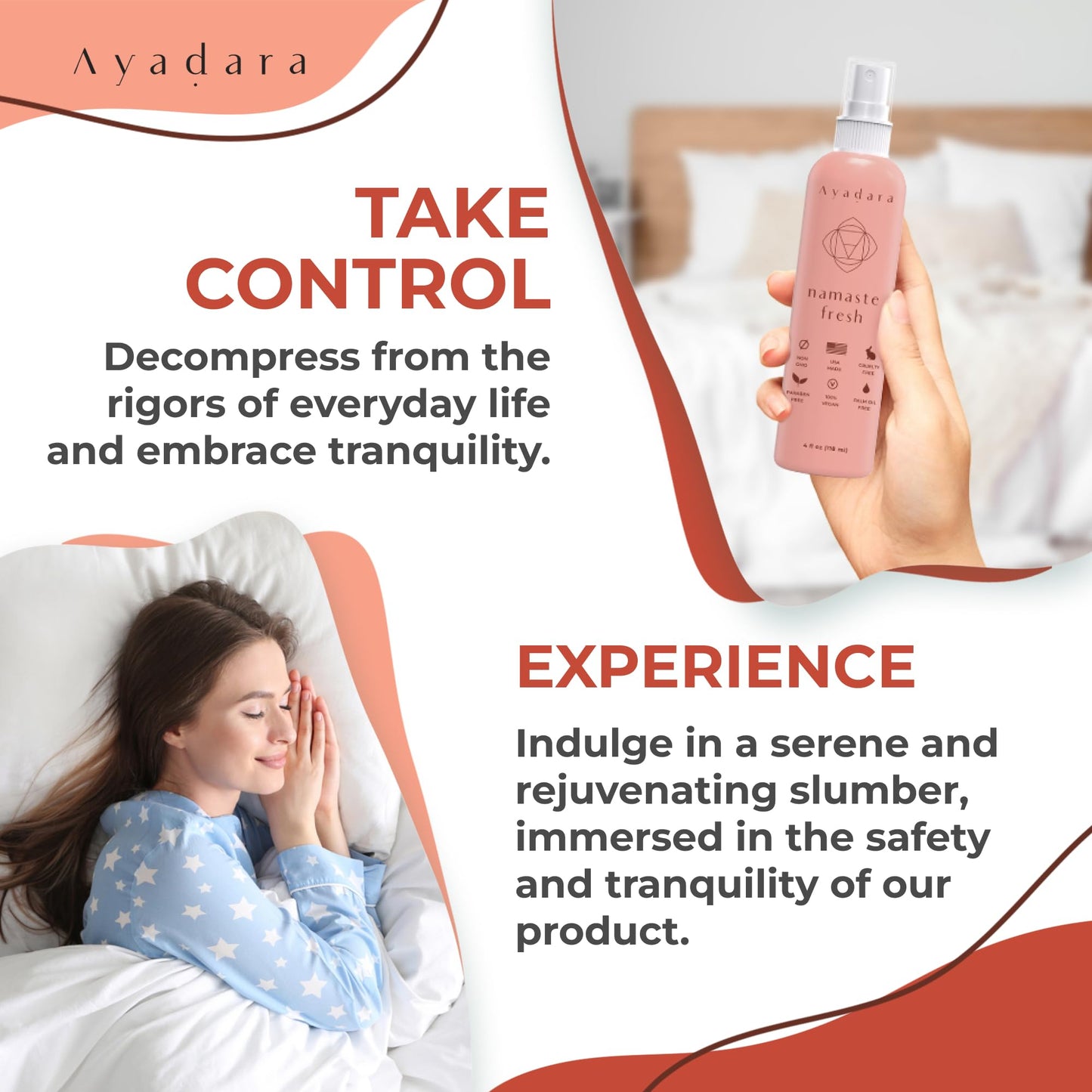 Ayadara Namaste Bed & Linen Mist - Lavender Pillow Spray for Calm Sleep | 2000+ Uses
