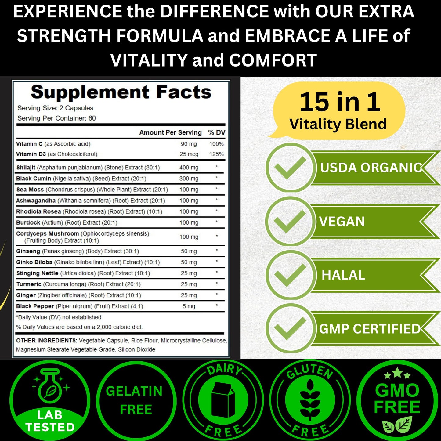 AyBet Shilajit – Organic Himalayan Shilajit Capsules with Sea Moss (120 Caps)