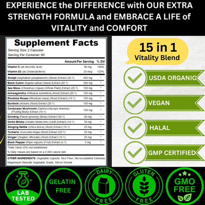 AyBet Shilajit – Organic Himalayan Shilajit Capsules with Sea Moss (120 Caps)