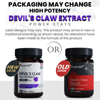 Ayorish Devils Claw 1000mg | 120 Veggie Capsules | Non-GMO