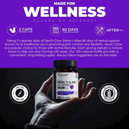 Ayorish Devils Claw 1000mg | 120 Veggie Capsules | Non-GMO