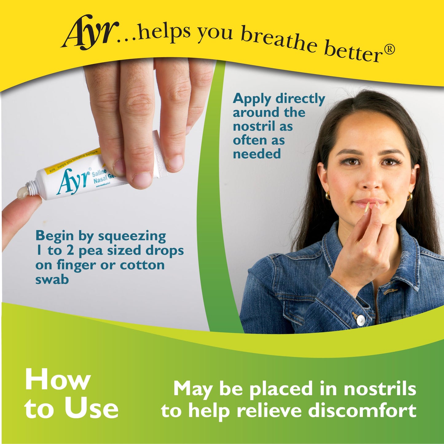 AYR Saline Nasal Gel with Aloe | 0.5 oz Tube (Pack of 3)