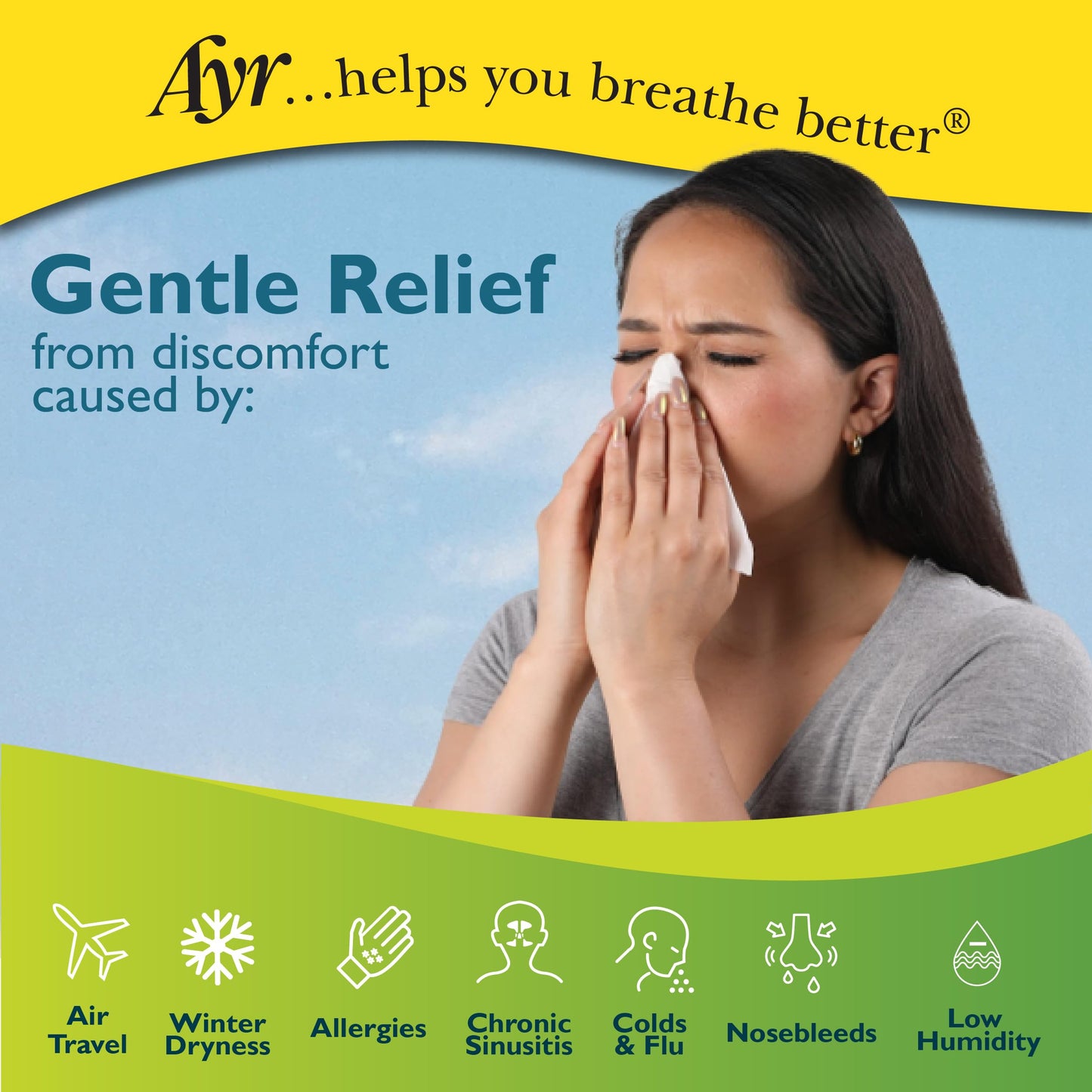 AYR Saline Nasal Gel with Aloe | 0.5 oz Tube (Pack of 3)