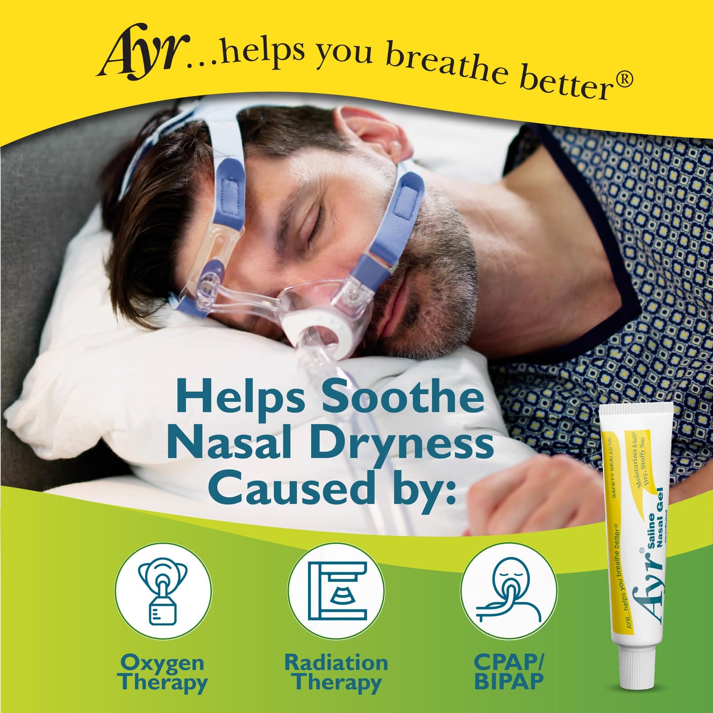 AYR Saline Nasal Gel with Aloe | 0.5 oz Tube (Pack of 3)