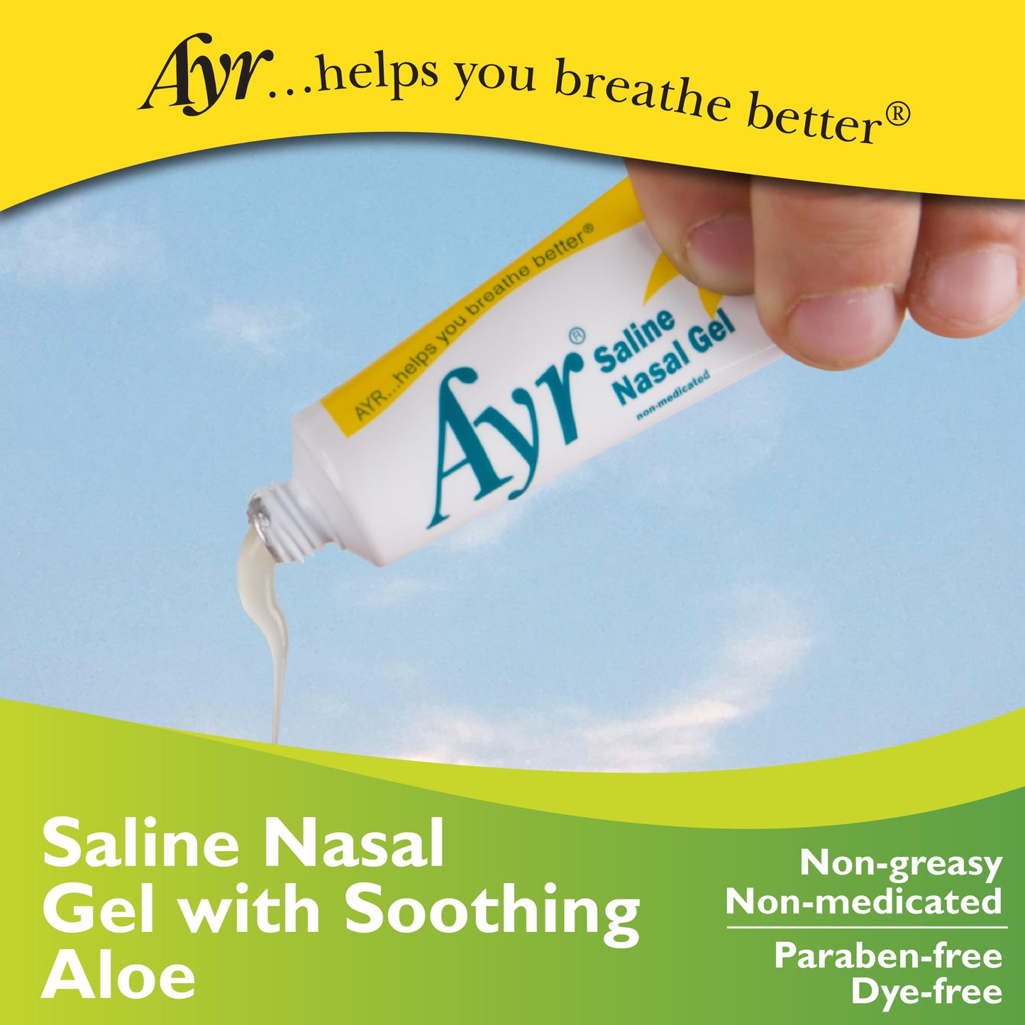 AYR Saline Nasal Gel with Aloe | 0.5 oz Tube (Pack of 3)