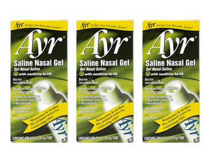 AYR Saline Nasal Gel with Aloe | 0.5 oz Tube (Pack of 3)