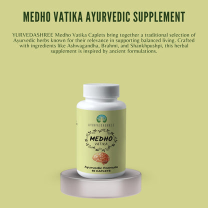 AYUREVDASHREE Medho Vatika 60 Caplets – 1000MG Each, 8-Herb Extract
