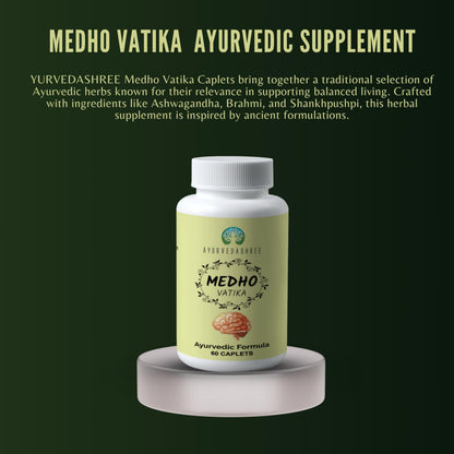 AYUREVDASHREE Medho Vatika 60 Caplets – 1000MG Each, 8-Herb Extract