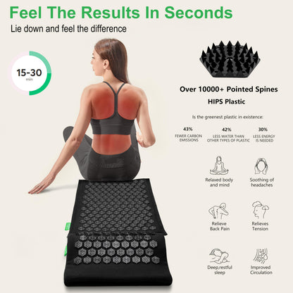 AyurMat Premium Acupressure Mat & Pillow Set - Eco Linen & Coconut Fiber