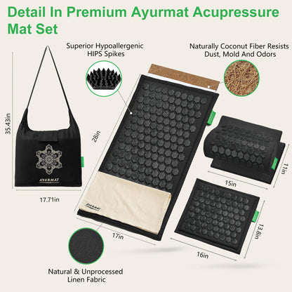AyurMat Acupressure Mat & Pillow Set – Full Body Pro Kit