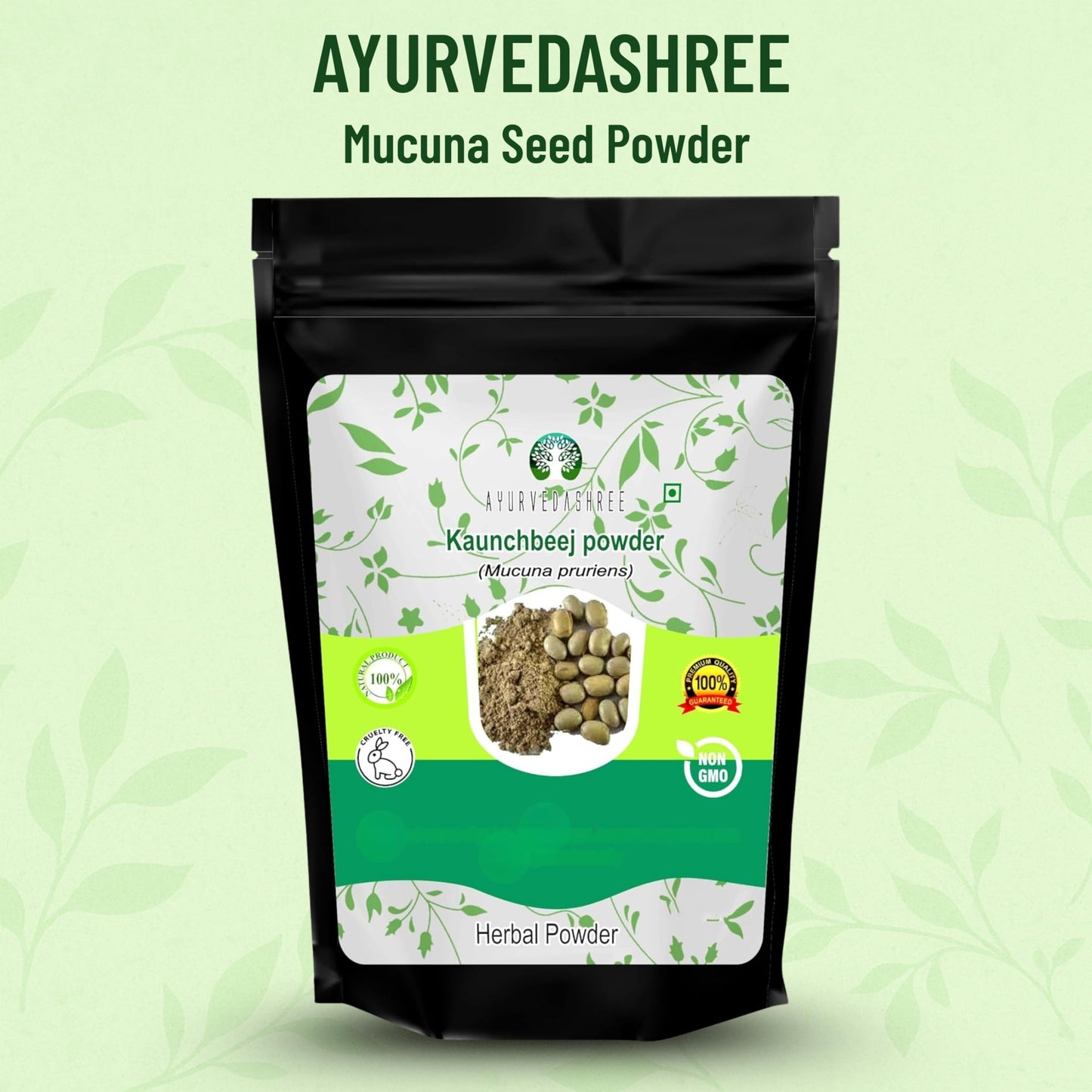AYURVEDASHREE Mucuna Seed Powder 50 Gm | Kapikacchu | Kaunch Beej | Non-GMO Sustainably Sourced Vegan