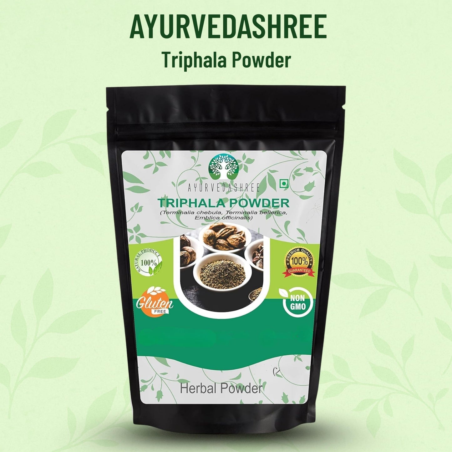 AYURVEDASHREE Triphala Powder 200 Gm | Amla, Haritaki & Bibhitaki | Non-GMO | Vegan | GMP Certified