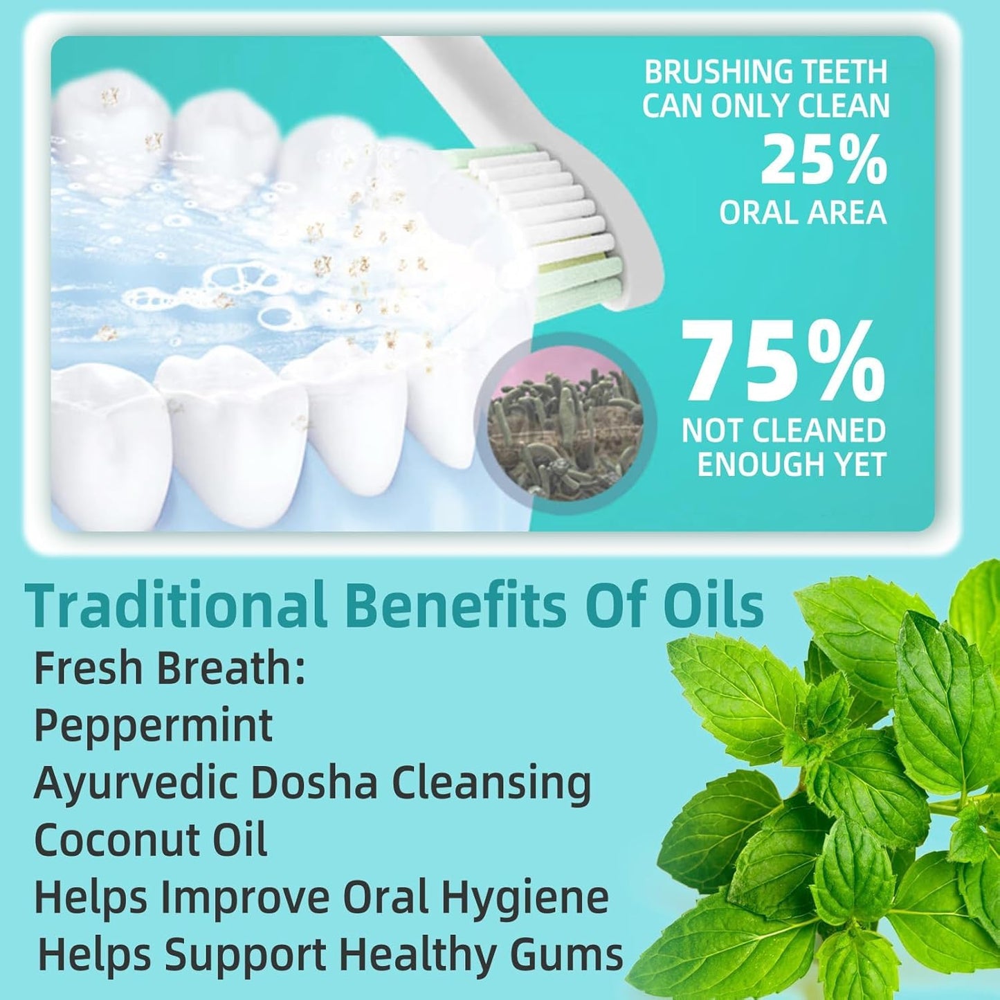Coconut Oil Pulling for Fresh Breath and Oral Hygiene - Ayurvedic Expert Formulated | Supports Healthy Gums | Natural - Includes Tongue Scraper and Measuring Cup - 8 oz - 2 Packs