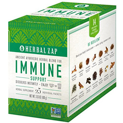 Herbal Zap Immune Support – Ayurvedic Herbal Supplement (1 Box, 25 Packets)