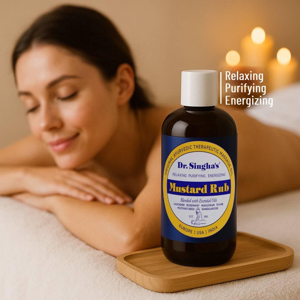Dr. Singha's Mustard Rub – Ayurvedic Massage Oil (Relaxing, Purifying & Energizing) | Made in USA 6 oz