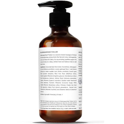 Kerala Ayurveda Balaswagandhadi Thailam - Ayurvedic Massage Oil with Ashwagandha | Balances Vata & Pitta, Calms Mind, Nourishes Body & Tones Muscles | 6.76 Fl Oz