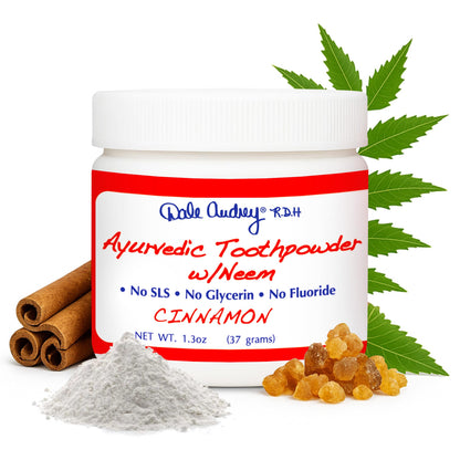 Ayurvedic Remineralizing Tooth Powder - Cinnamon Flavor for Sensitive Teeth | Organic Gum Health & Bad Breath Care | 1.3 Oz