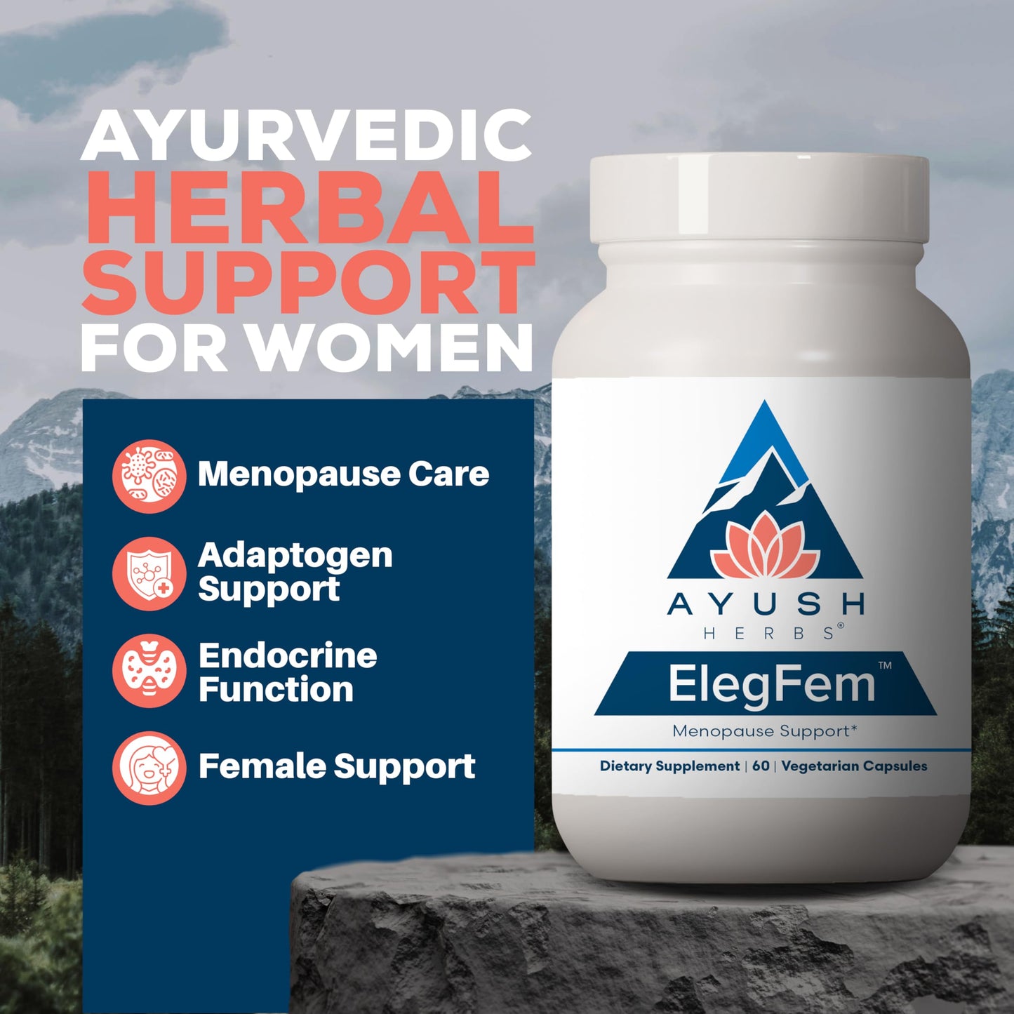 Ayush Herbs ElegFem - Menopause Supplements for Women | Hormone Balance & Hot Flash Relief