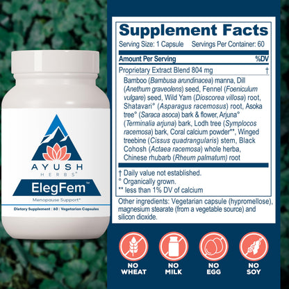 Ayush Herbs ElegFem - Menopause Supplements for Women | Hormone Balance & Hot Flash Relief