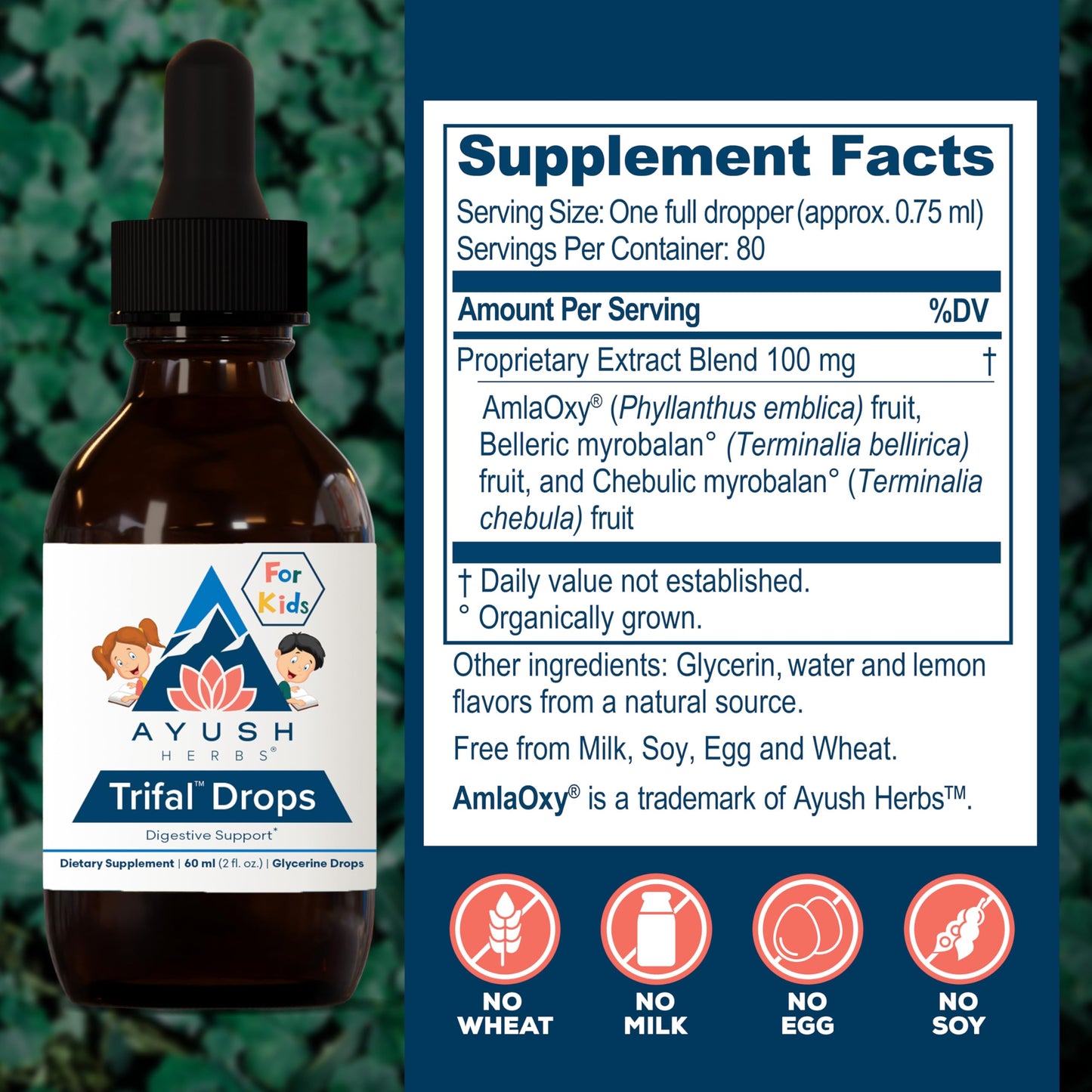 Ayush Herbs Trifal Drops for Kids - Digestive & Immune Support (Alcohol-Free) 2 fl oz