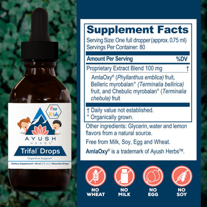 Ayush Herbs Trifal Drops for Kids - Digestive & Immune Support (Alcohol-Free) 2 fl oz