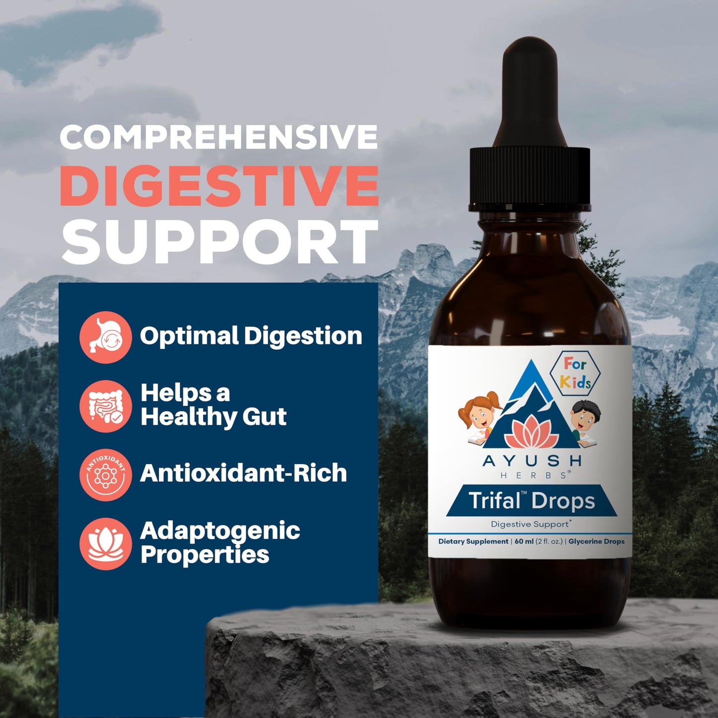 Ayush Herbs Trifal Drops for Kids - Digestive & Immune Support (Alcohol-Free) 2 fl oz