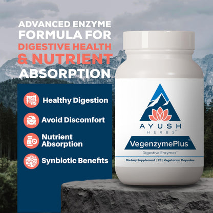 Ayush Herbs VegenzymePlus - Digestive Enzymes for Gut Health (60 Capsules)