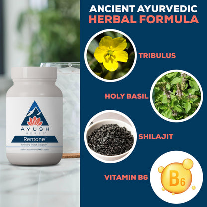 Ayush Herbs Rentone - Kidney Support with Cranberry | Urinary Health & Bladder Function - 90 Vegetarian Capsules