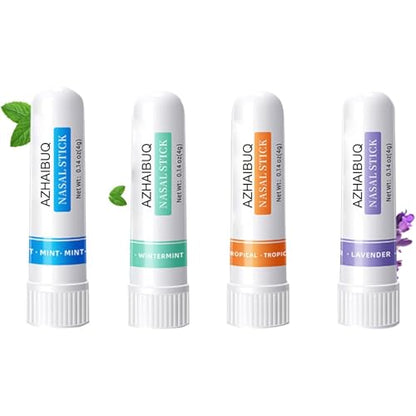 AZHAIBUQI Nasal Stick Set – Natural Menthol Inhalers (4 Flavors)