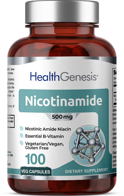 B-3 Nicotinamide 500 mg - 100 Vcaps | Flush-Free Niacin for Skin Cell Health