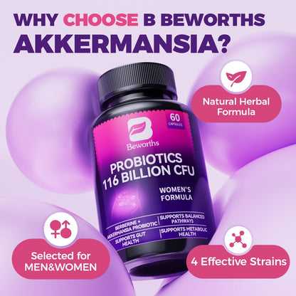 B BEWORTHS Akkermansia Probiotics with Berberine – 60 Capsules