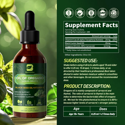 B Beworths 2-Pack Oregano Oil Drops with Black Seed Oil & Vitamin E (4 Fl Oz)