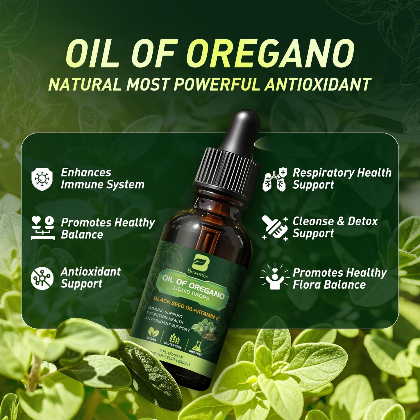 B Beworths 2-Pack Oregano Oil Drops with Black Seed Oil & Vitamin E (4 Fl Oz)
