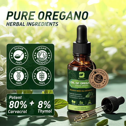 B Beworths 2-Pack Oregano Oil Drops with Black Seed Oil & Vitamin E (4 Fl Oz)