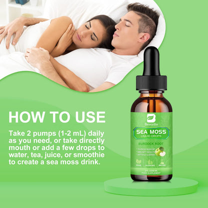 B BEWORTHS Sea Moss Liquid Drops – Organic Irish Sea Moss Gel with Burdock & Vitamins | 2 Fl Oz