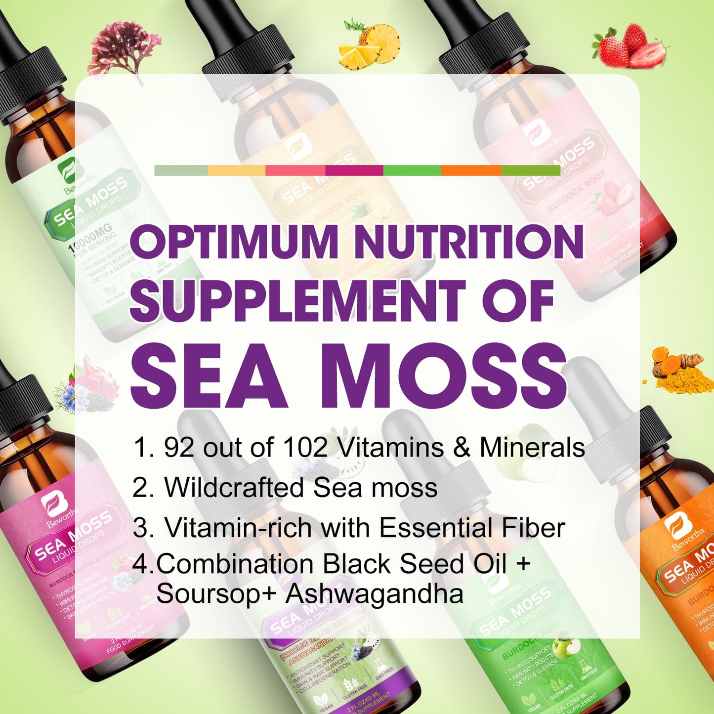 B BEWORTHS Sea Moss Liquid Drops – Irish Sea Moss, Black Seed Oil, Ashwagandha & Immune Support