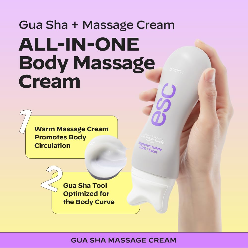 Magnesium+Escin Body Gua Sha Massage Cream for Leg Circulation - b.clinicx