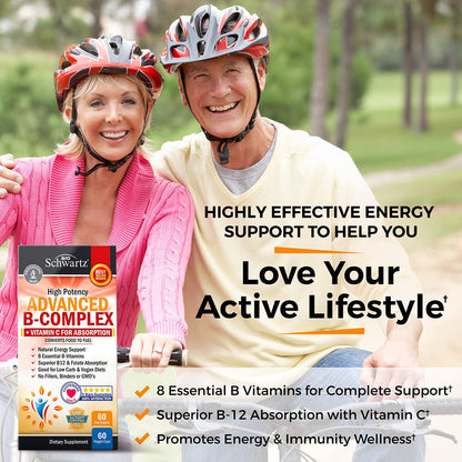 Vitamin B Complex with Vitamin C for Maximum Absorption – B12 & Folate
