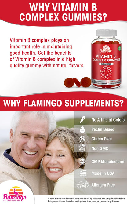 Sugar Free Vitamin B Complex Gummies - B12, B6, B3, B7, B9 | Prenatal, Vegan, Elderly