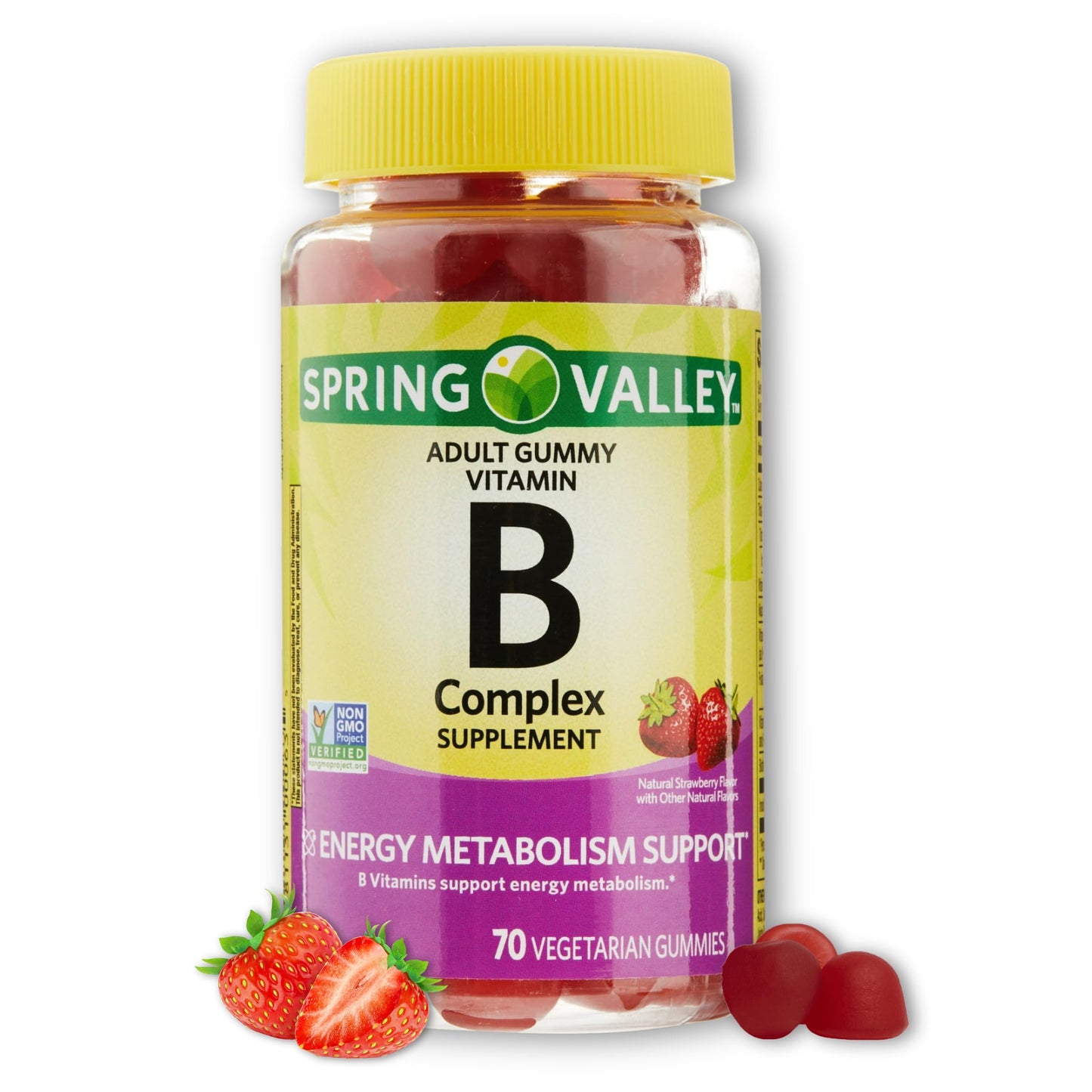 B Complex Gummies - Strawberry 70 Count (Pack of 1) | Vegetarian Vitamin B Complex