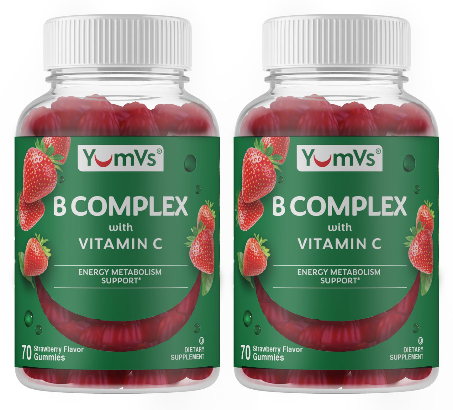 B Complex Gummies with Vitamin C – 70 Count (2 Pack) – Energy & Nervous System Support
