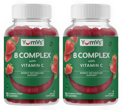 B Complex Gummies with Vitamin C – 70 Count (2 Pack) – Energy & Nervous System Support