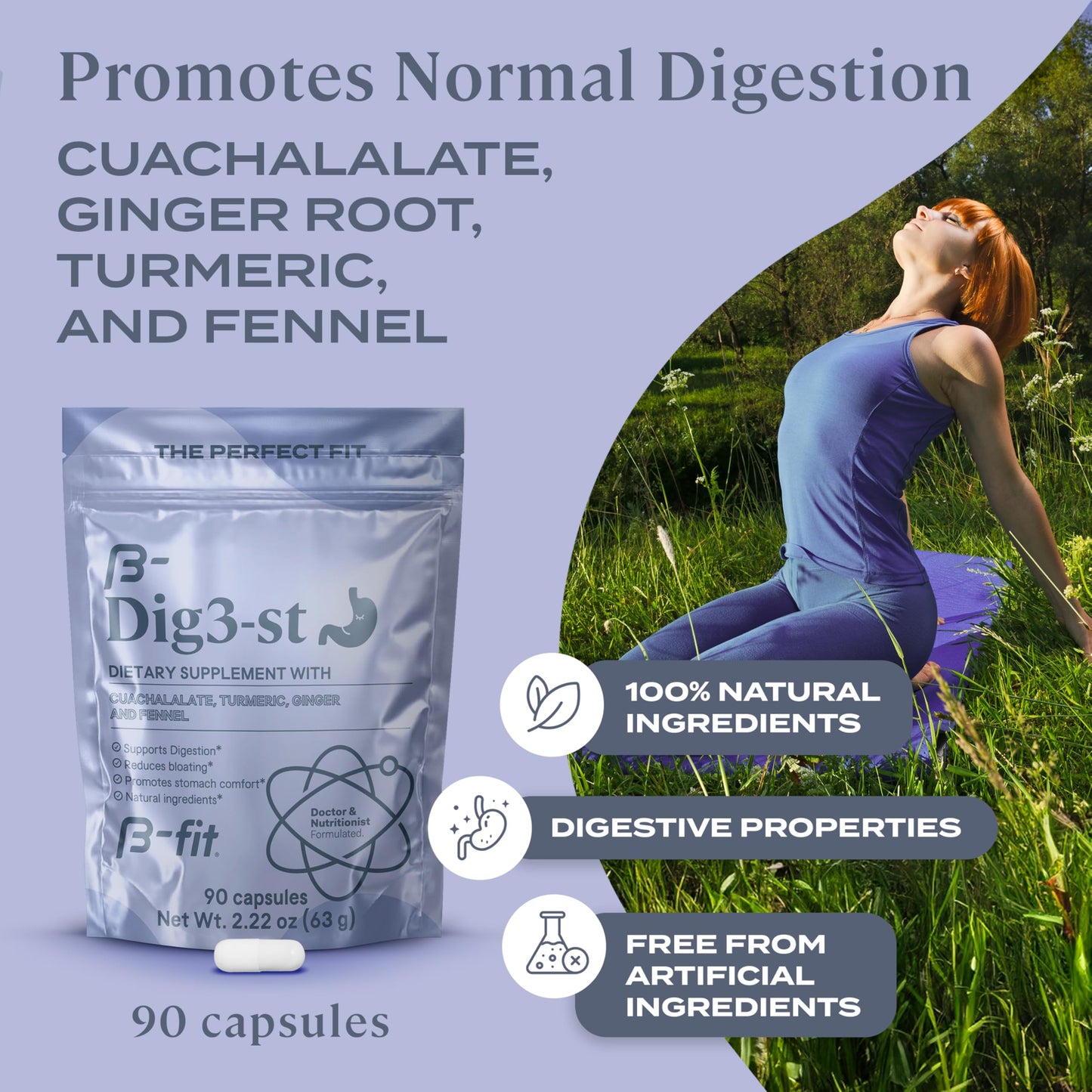 B-FIT Digestive Herbal Supplement – 60 Capsules | Natural Pre-Meal Support